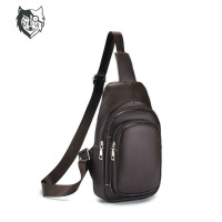 男士真皮胸包 頭層牛皮胸前包男款 復古休閒風單肩挎包大容量皮包