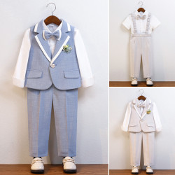 兒童馬甲套裝春夏款男童主持合唱鋼琴六一演出服寶寶周嵗花童禮服