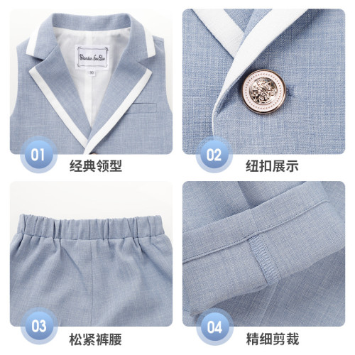 兒童馬甲套裝春夏款男童主持合唱鋼琴六一演出服寶寶周嵗花童禮服