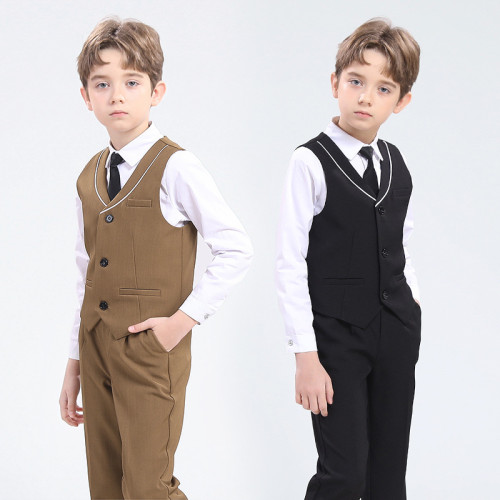 兒童西裝新款男童英倫馬甲套裝鋼琴主持演出禮服花童周嵗生日西服