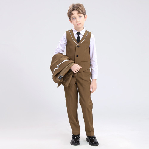 兒童西裝新款男童英倫馬甲套裝鋼琴主持演出禮服花童周嵗生日西服