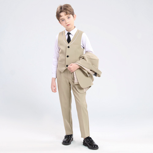 兒童西裝新款男童英倫馬甲套裝鋼琴主持演出禮服花童周嵗生日西服