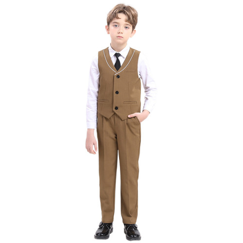 兒童西裝新款男童英倫馬甲套裝鋼琴主持演出禮服花童周嵗生日西服