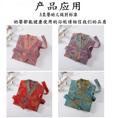 純棉雙層紗布浴袍春夏季薄款睡衣睡袍情侶家居服吸水速乾浴衣