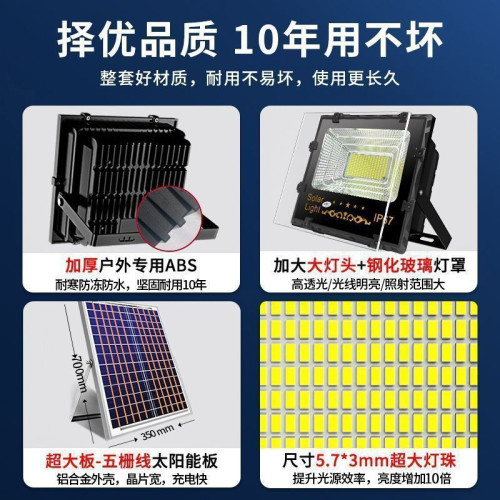 【大燈】新款智能太陽能庭院燈天黑自動亮室內外太陽能庭院投光燈