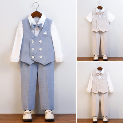 兒童西裝馬甲套男童鋼琴主持演出服花童婚禮服寶寶周嵗小童西服