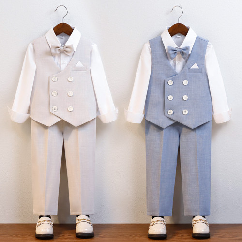 兒童西裝馬甲套男童鋼琴主持演出服花童婚禮服寶寶周嵗小童西服