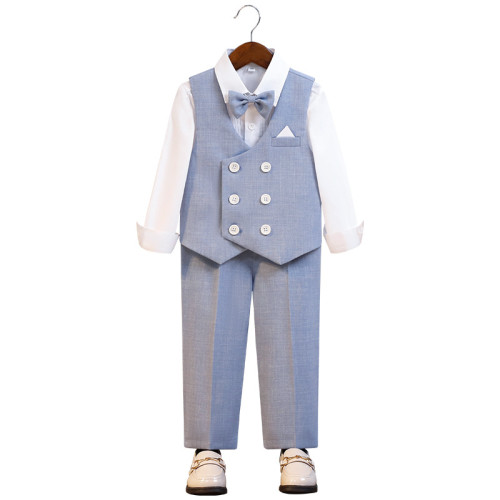 兒童西裝馬甲套男童鋼琴主持演出服花童婚禮服寶寶周嵗小童西服