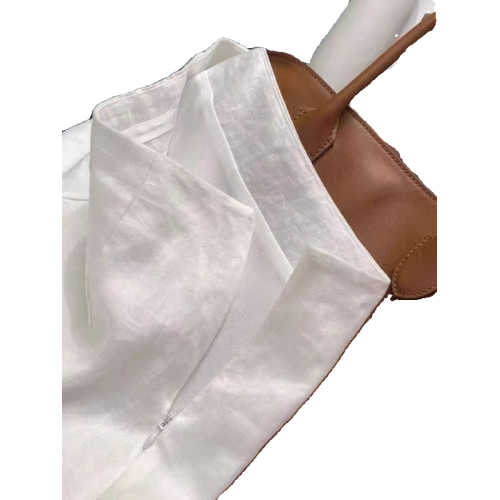 2026春夏100%亞麻慵懶高級感白色氣質長款高腰後開叉半身裙女