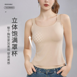 大胸顯小背心文胸一體夏季薄款小吊帶胸墊抹胸內衣打底衫內搭美背