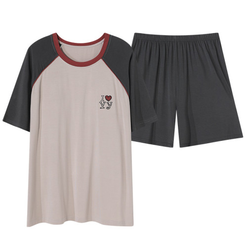 夏季帶胸墊睡衣女莫代爾2024年新款高級感短袖涼感夏天家居服套裝