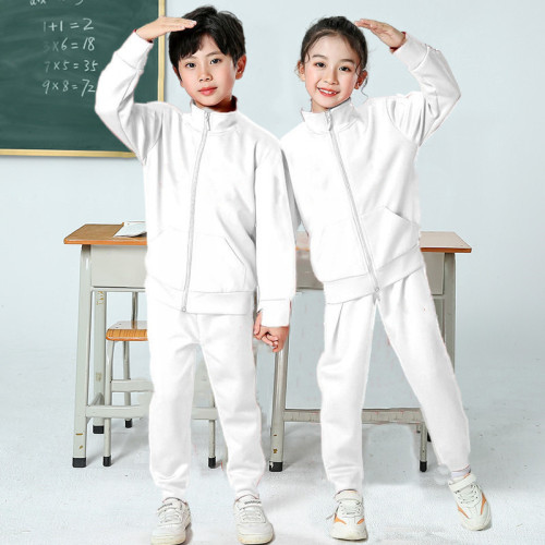 校服套裝中小學生白色班服幼兒園紅色園服春秋裝兒童運動兩件套冬