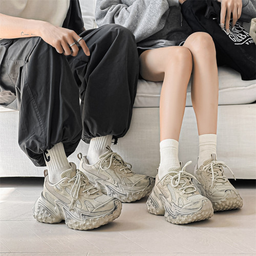 情侶款老爹鞋女厚底高顔值2025增高運動鞋子女春夏季百搭休閒鞋