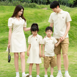 韓版親子裝夏裝一家三四口家庭裝母女母子短袖t恤洋氣POLO全家裝