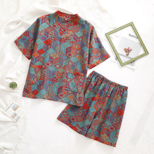 純棉雙層紗提花汗蒸服按摩桑拿服情侶浴服酒店浴衣理療服