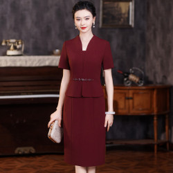 喜婆婆旗袍改良連衣裙2024中年媽媽婚宴高級大氣婚宴禮服平時可穿