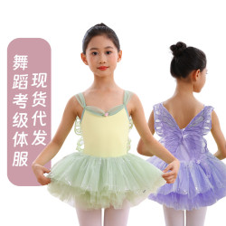 兒童舞蹈服女夏季吊帶練功服少兒春夏芭蕾形體服幼兒蝴蝶演出紗裙