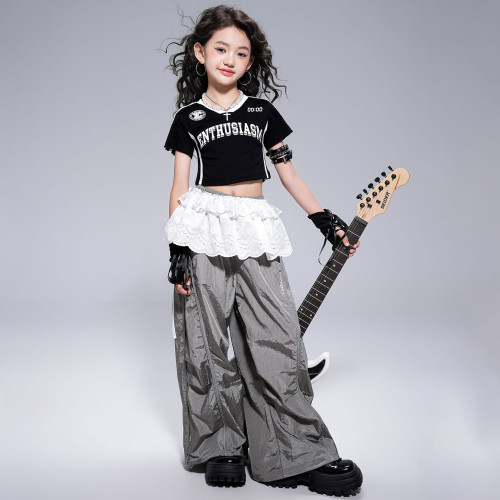 爵士舞服裝女童潮酷炸街演出服裝街舞兒童潮服少兒jazz練功表演服