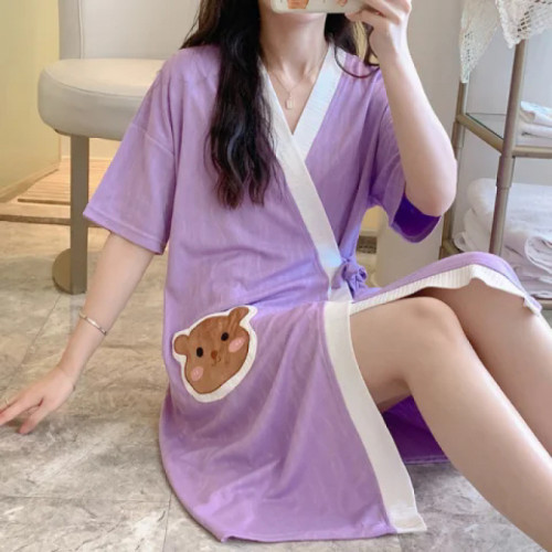 夏季睡袍女棉質春秋季女士日式性感短袖浴袍女居家服浴衣全棉晨袍