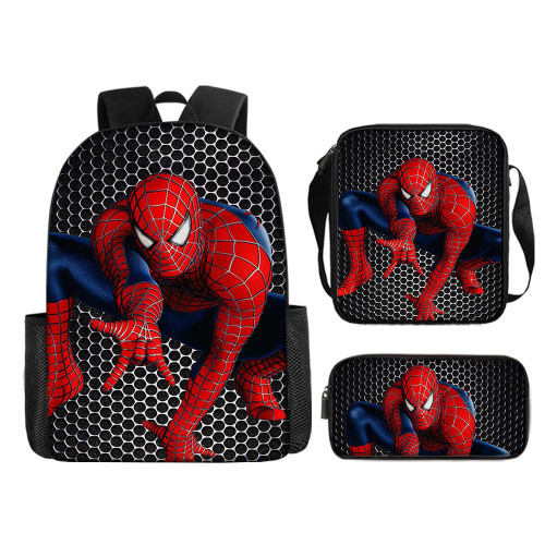 漫威蜘蛛人Spider-Man印花書包 16寸小學生男孩後背包挎包筆袋套裝