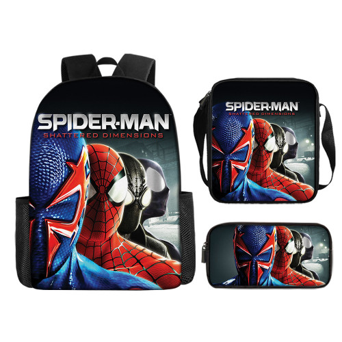 漫威蜘蛛人Spider-Man印花書包 16寸小學生男孩後背包挎包筆袋套裝