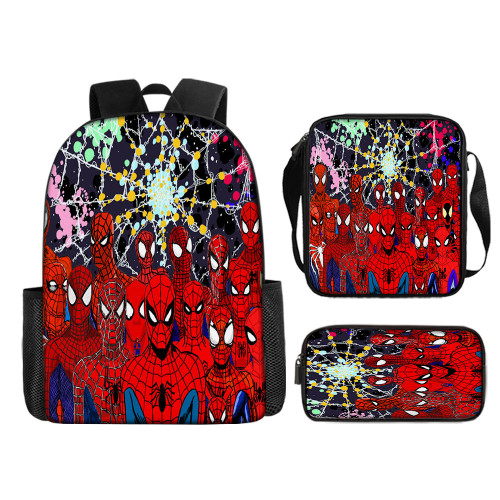 漫威蜘蛛人Spider-Man印花書包 16寸小學生男孩後背包挎包筆袋套裝