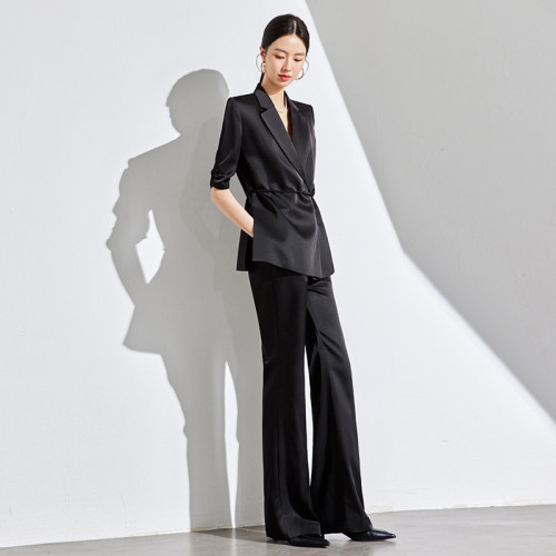 2842大碼女裝新中式國風上衣夏季薄款西服外套胖mm西裝套裝一整套