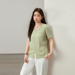 【設計感開叉個性百搭顯瘦T恤】纖莉秀大碼女裝胖mm2025夏裝新款
