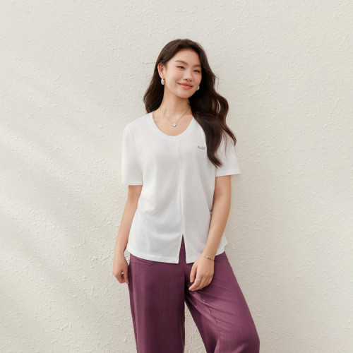 【設計感開叉個性百搭顯瘦T恤】纖莉秀大碼女裝胖mm2025夏裝新款