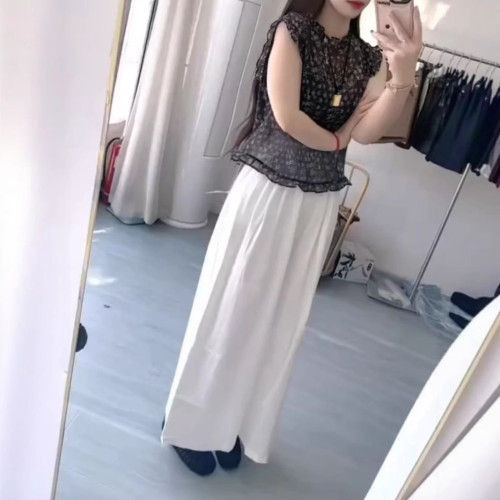 25569大愛美依緣2025夏季新絕美減齡無袖格子上衣寬松垂感長褲女