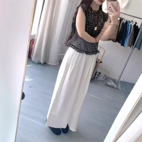 25569大愛美依緣2025夏季新絕美減齡無袖格子上衣寬松垂感長褲女