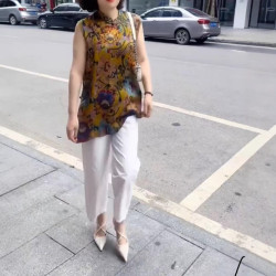 25577大愛美依緣2025夏季新款新中式復古國風襯衫馬甲小腳褲顯瘦