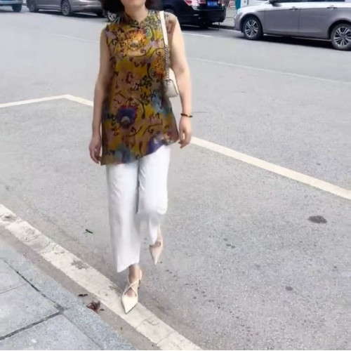 25577大愛美依緣2025夏季新款新中式復古國風襯衫馬甲小腳褲顯瘦
