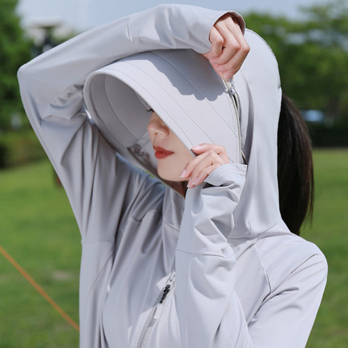 可拆卸大帽簷防曬衣女寬松透氣防紫外線夏季外出騎行戶外防曬服女