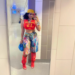 OL6185  新品歐美女裝時尚休閒直筒褲塗繪短褲