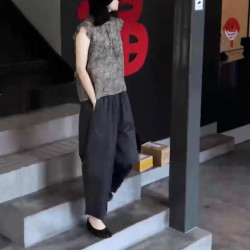 25581大愛美依緣2025夏季新款設計感荷葉邊寬松上衣高腰休閒褲女