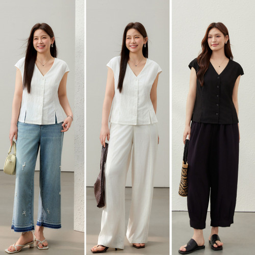 【高級感極簡知性氣質兩件套裝】纖莉秀大碼女裝胖mm2025夏裝新款