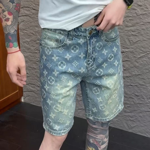 牛仔印花短褲新款夏季男士五分褲美式修身潮牌潮流百搭褲子中褲