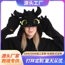卡通連體睡衣黑龍白龍動物演出服萬聖節搖粒絨