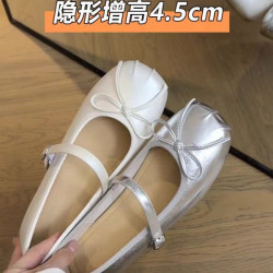 隱形增高4.5-法式豆女鞋2025年新款秋季韓版小香風瑪麗珍單鞋女鞋