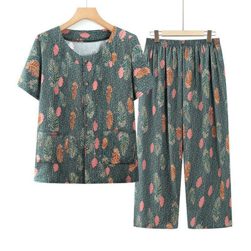 中老年夏裝套裝媽媽老年人夏季新款衣服奶奶棉綢兩件套老太太老人