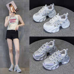 2516水鑽滿天星運動厚底老爹鞋女2025夏季新款時尚網面透氣增高