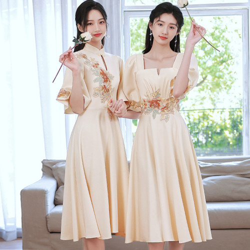中式伴娘服女姐妹服伴娘團婚禮旗袍大碼春夏顯瘦胖mm禮服平時可穿