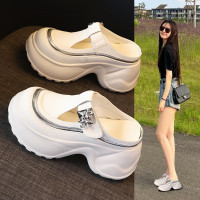 HS7780-18厚底增高9cm小個子包頭拖鞋女2025夏季新款一腳蹬懶人鞋