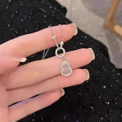 瑜美S999新款新中式葫蘆項鍊復古小衆高級環環相釦鋯石玉髓鎖骨鍊