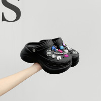 厚底少女心配飾洞洞鞋女士夏季韓版ins潮戶外軟底巴黎拖穆勒鞋拖