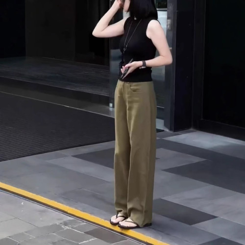 25635新大愛美依緣2025夏季新簡約無袖背心高腰休閒濶腿褲顯瘦女