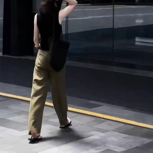 25635新大愛美依緣2025夏季新簡約無袖背心高腰休閒濶腿褲顯瘦女