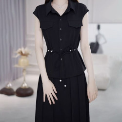 兩件套輕羽絲雪紡連衣裙女遮肉顯瘦2025夏季新款時尚碎花套裝裙子