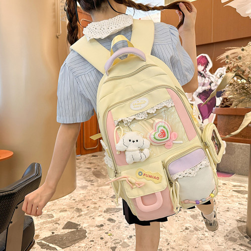 可愛透明痛包雙肩包女初中生高中生高顔值少女書包大容量電腦後背包
